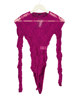 Zara Pink Floral Lace Bodysuit UK S