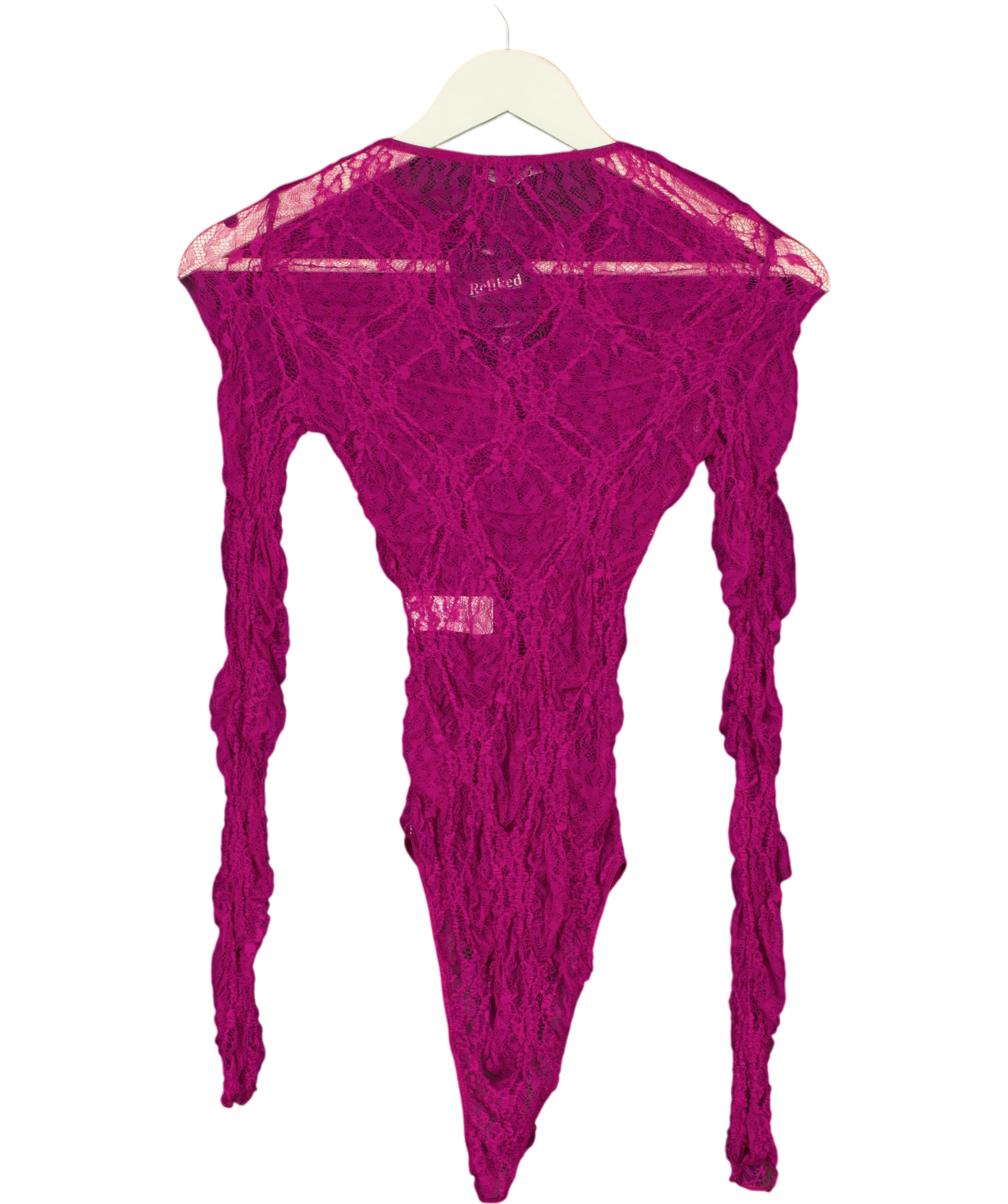 ZARA Pink pink floral lace bodysuit, size UK S — back