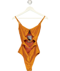 South Beach Orange Crinkle Cut-Out Swimsuit With Gold Hardware Detail in Copper Orange, size UK S — front