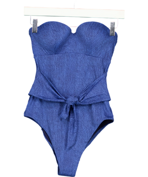 Guess Eco Denim Bandeau One Piece Swimsuit Blue UK M