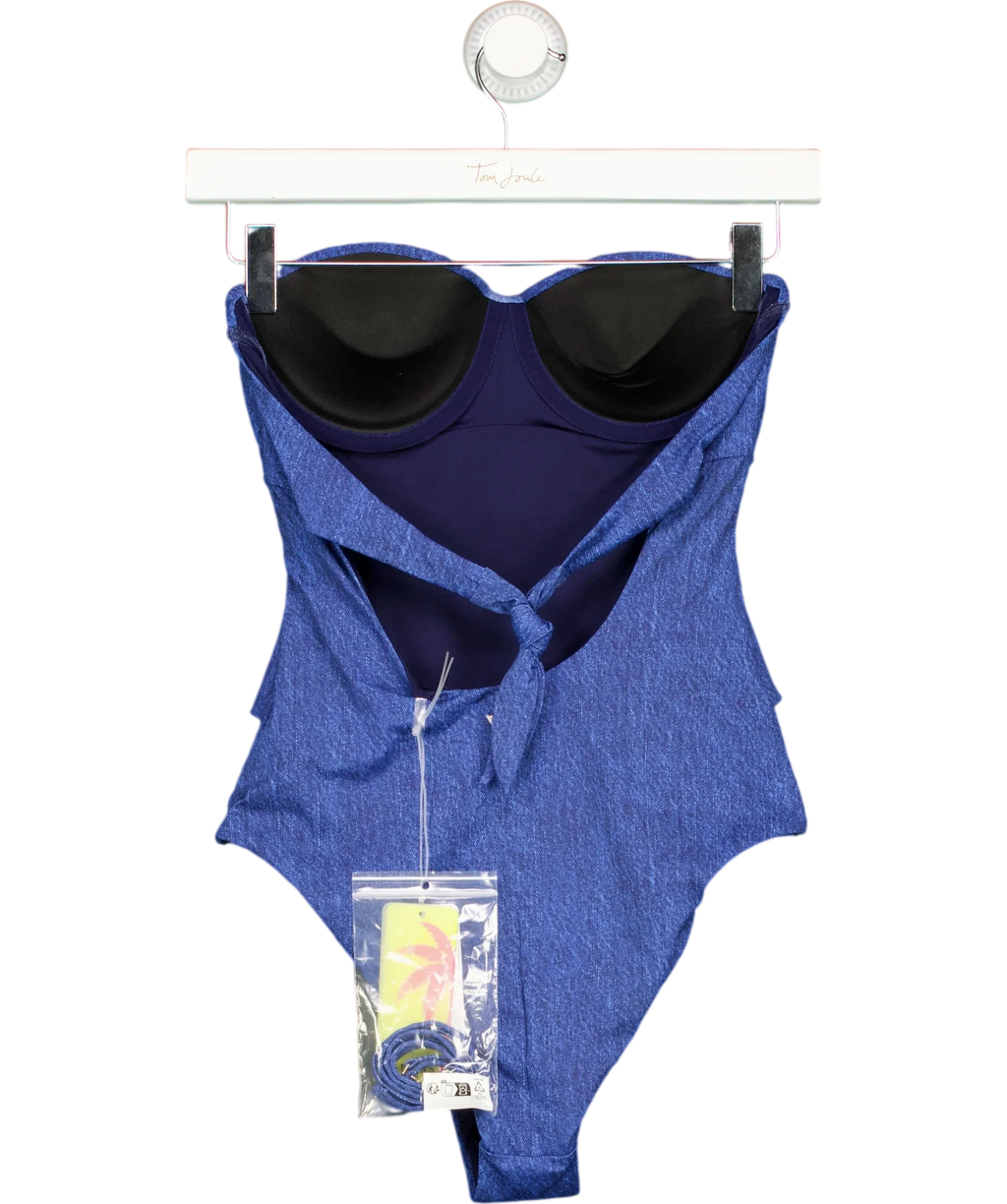 Guess Blue Guess Eco Denim Bandeau One Piece Swimsuit Blue, size UK M — back