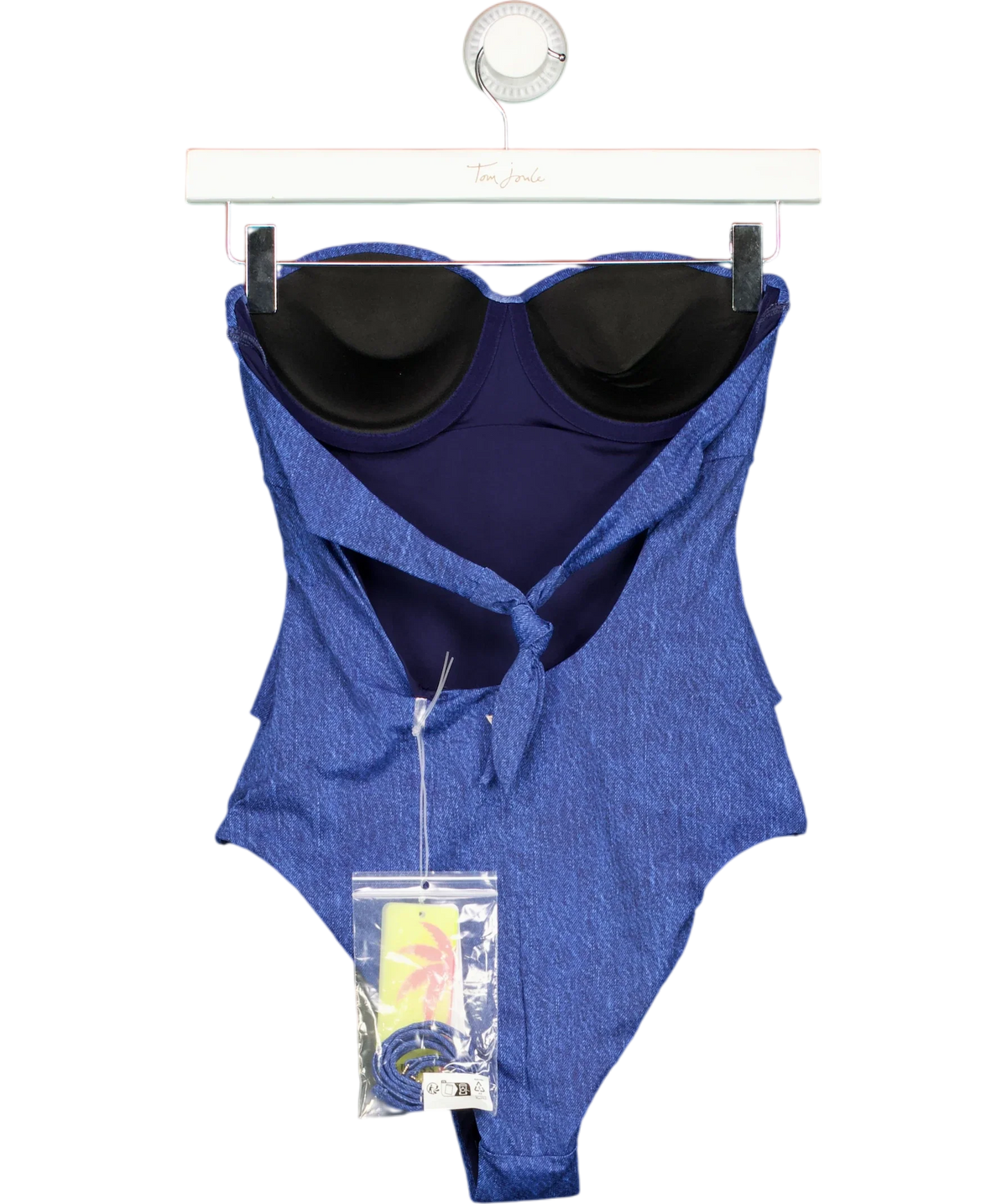 Guess Blue Guess Eco Denim Bandeau One Piece Swimsuit Blue, size UK M — back