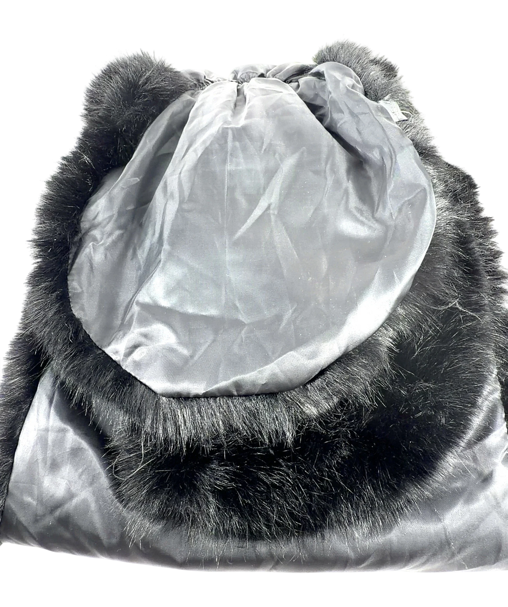 Black Faux Fur Shrug One Size — Back