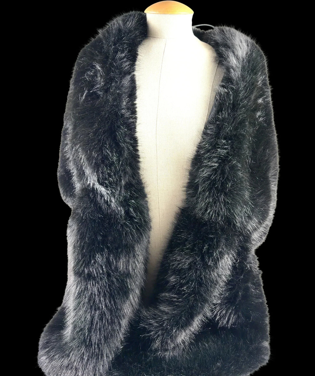Unbranded Black Black Faux Fur Shrug — detail