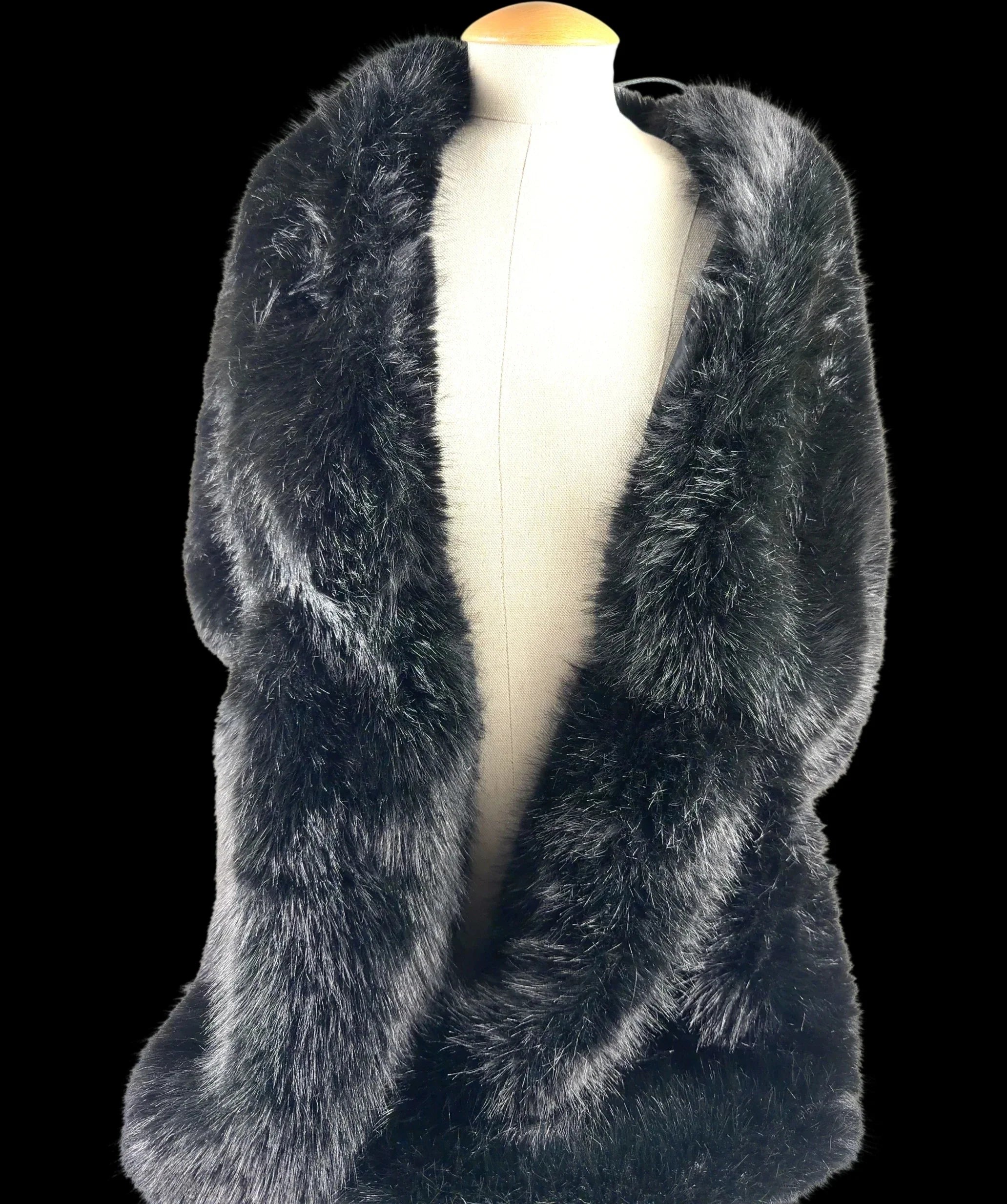 Unbranded Black Black Faux Fur Shrug — detail