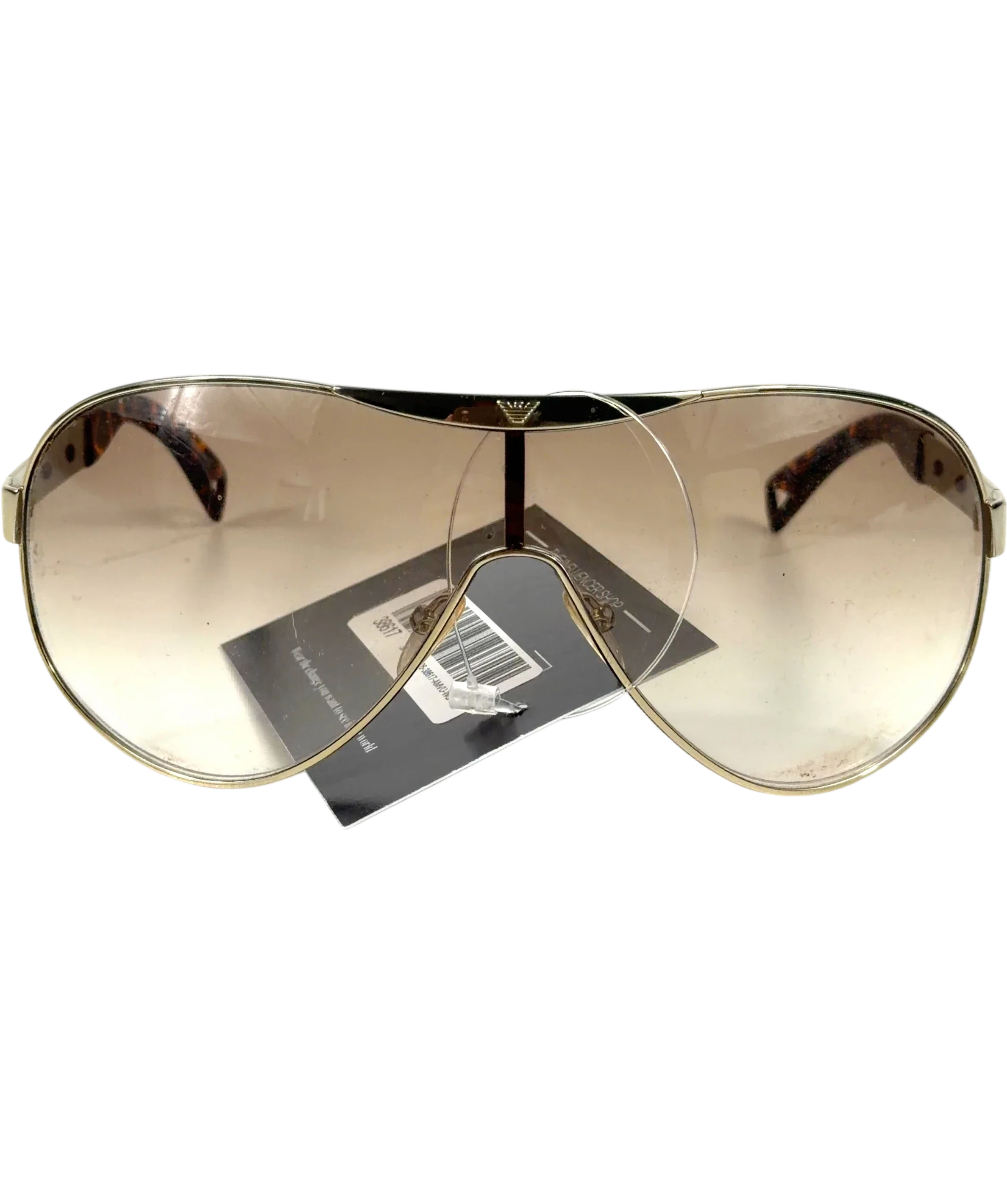 Emporio Armani Brown shield sunglasses, size UK M — front