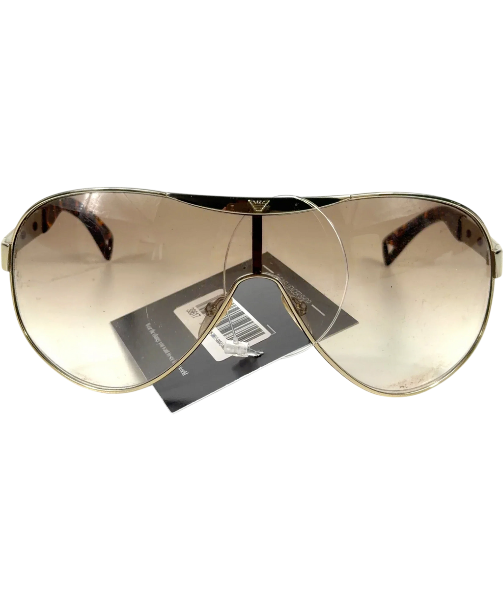 Emporio Armani Brown shield sunglasses, size UK M — front