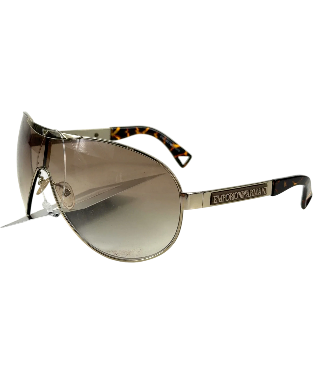 Emporio Armani Shield Sunglasses Brown UK M — Back