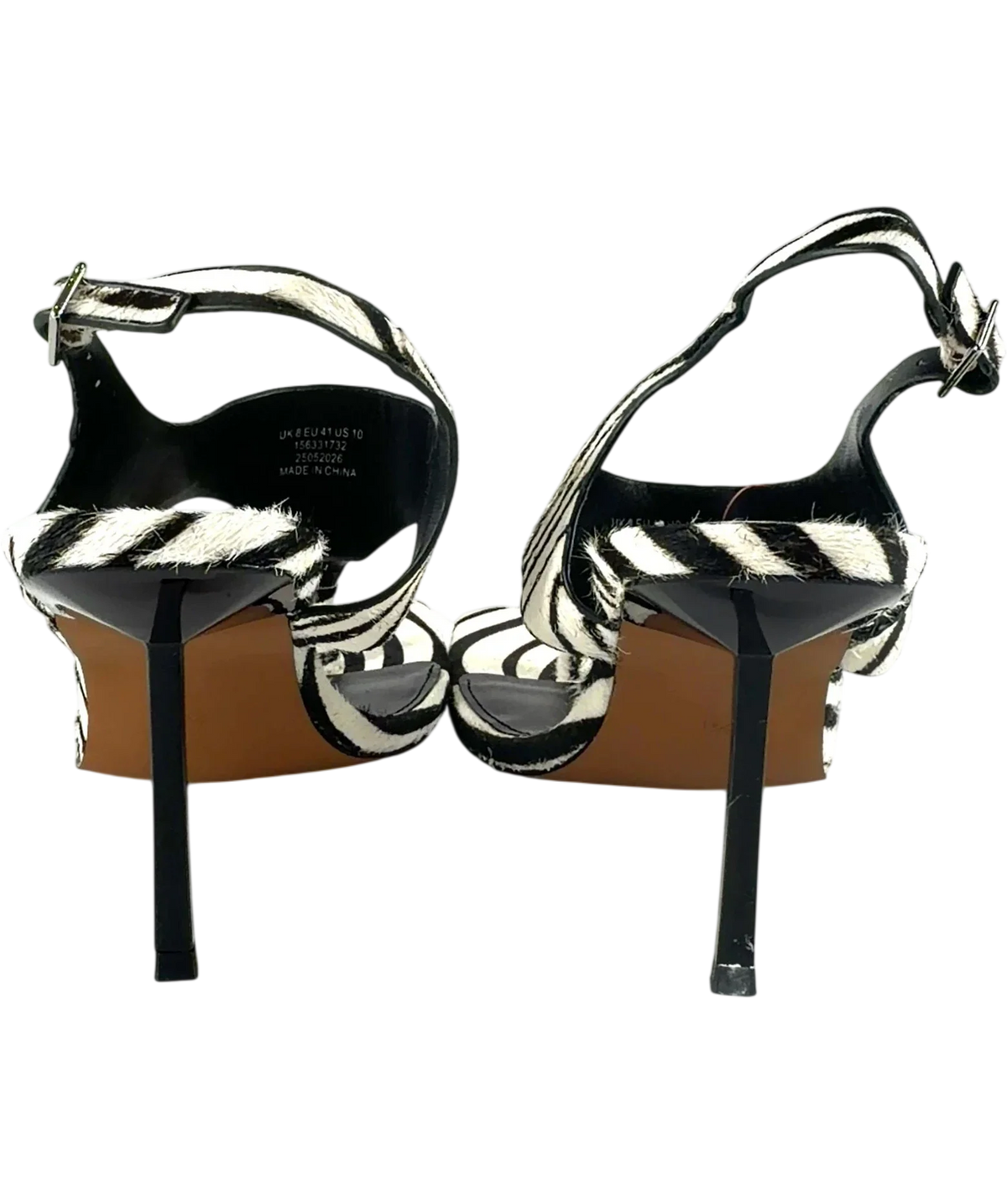 Topshop BLACK /WHITE ZEBRA CALF HAIR Sandy Thong Sandal UK 8 — Back