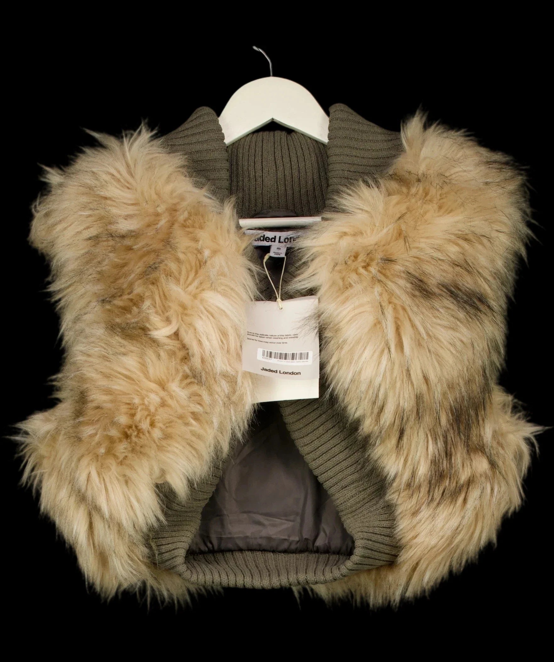 Jaded London Green Meka Faux Fur Knit Shrug Mu, size UK M — label