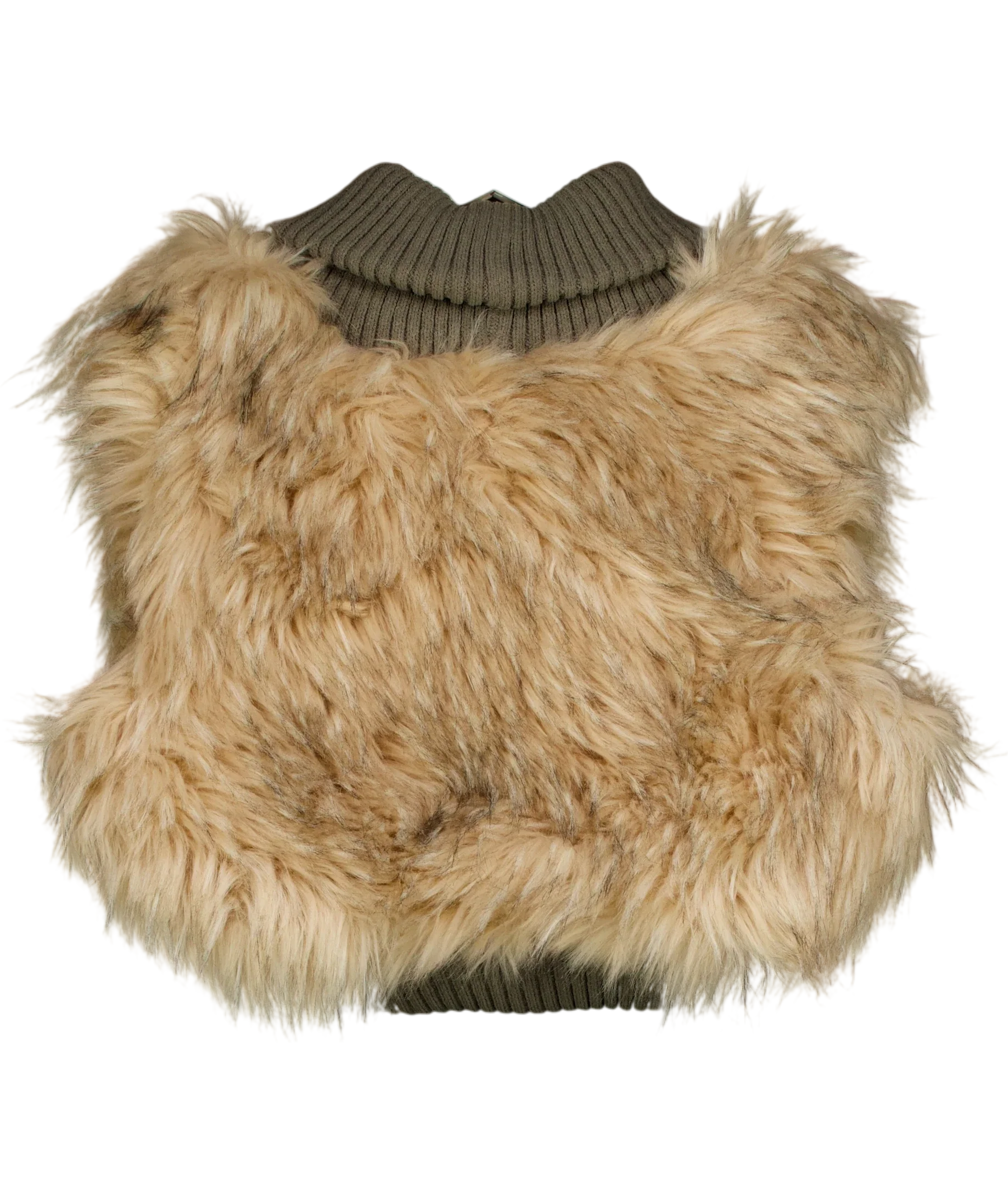 Jaded London Green Meka Faux Fur Knit Shrug Mu, size UK M — back