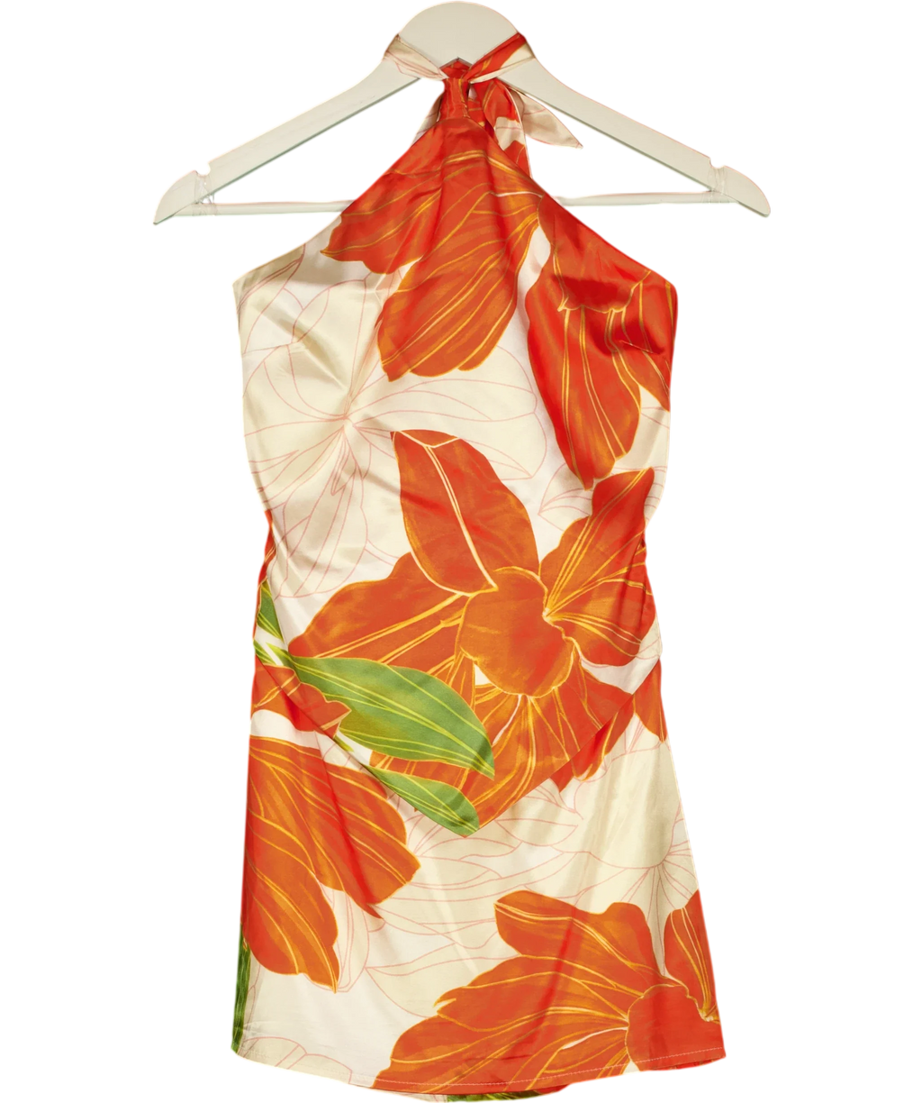 Windsor Cream floral halter mini dress, size UK S — front