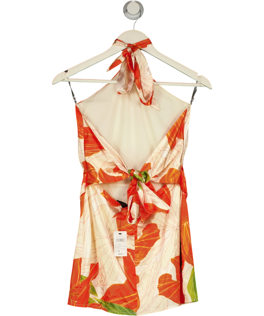 Windsor Cream floral halter mini dress, size UK S — back