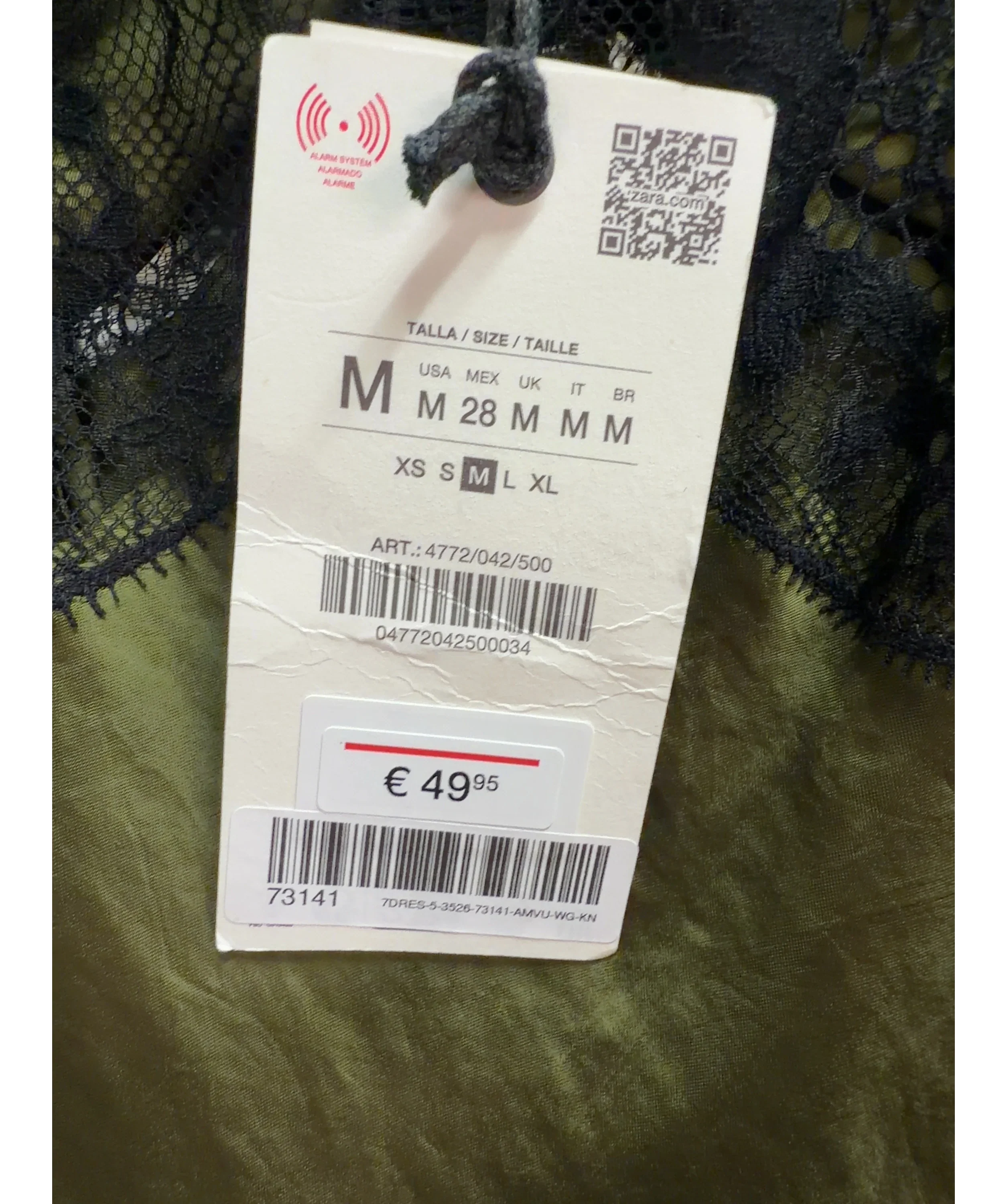 ZARA Green Colour, size UK M — label