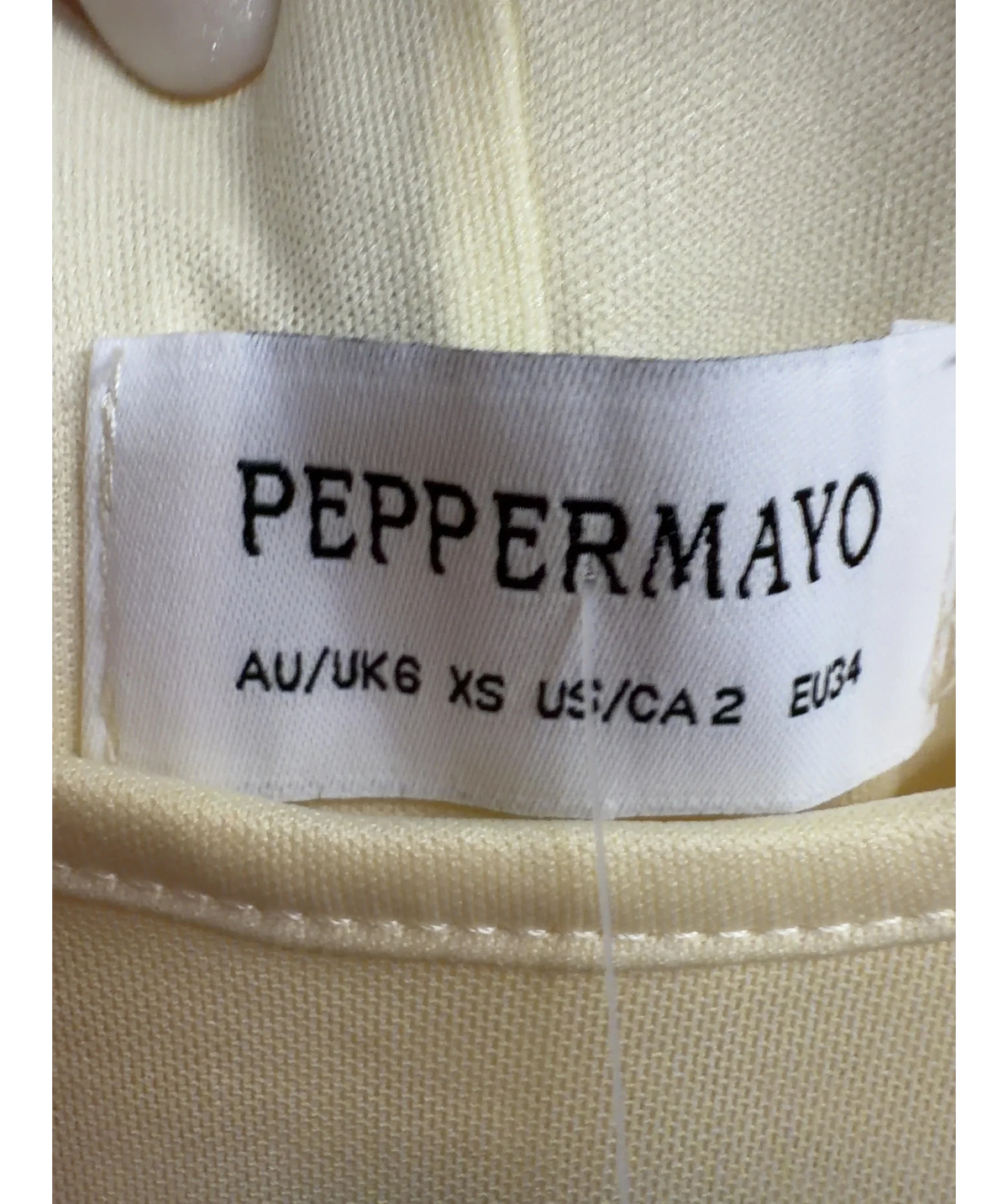 Peppermayo Yellow Bad News Mesh Maxi Dress, size UK 6 — detail