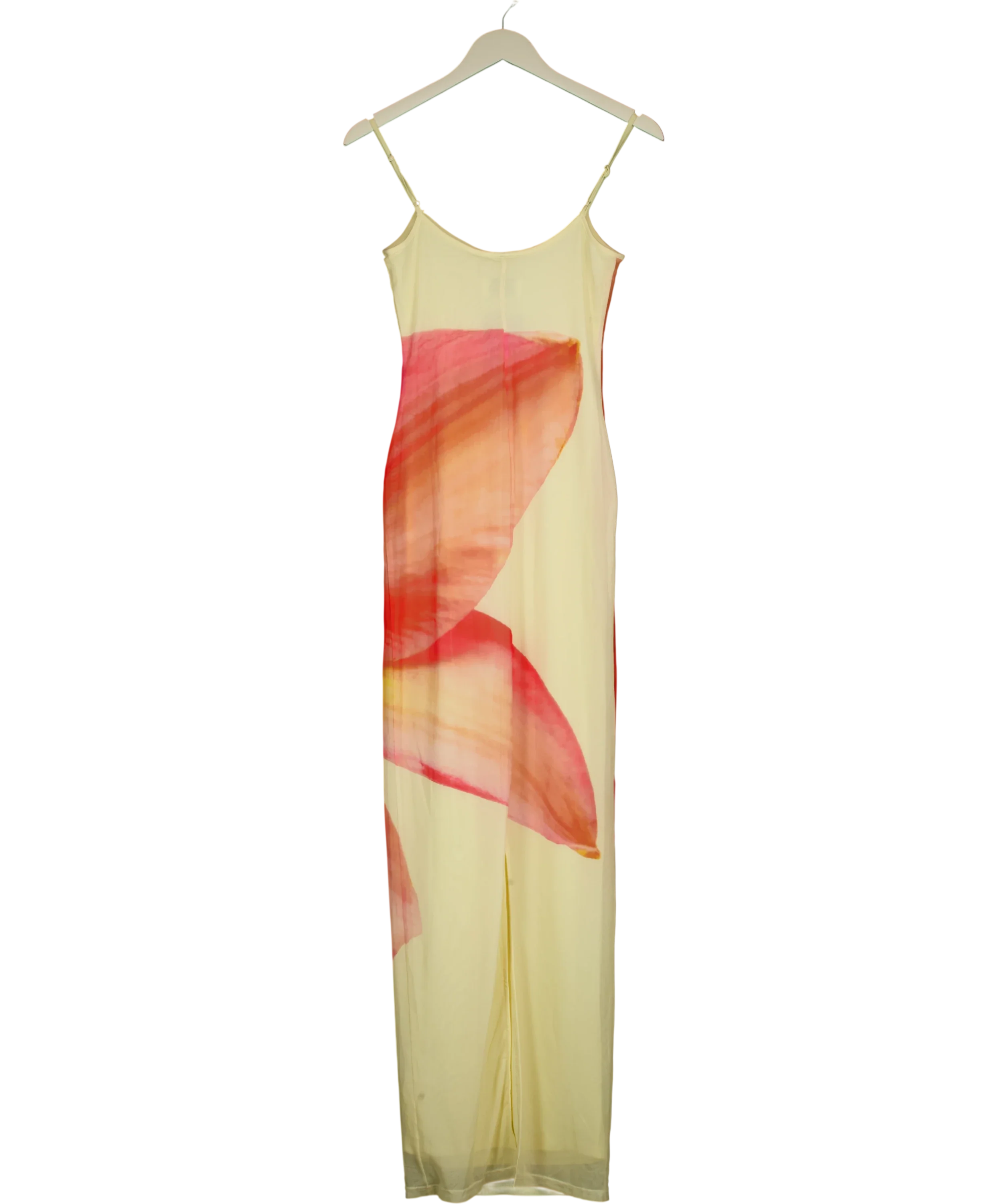 Peppermayo Yellow Bad News Mesh Maxi Dress, size UK 6 — back