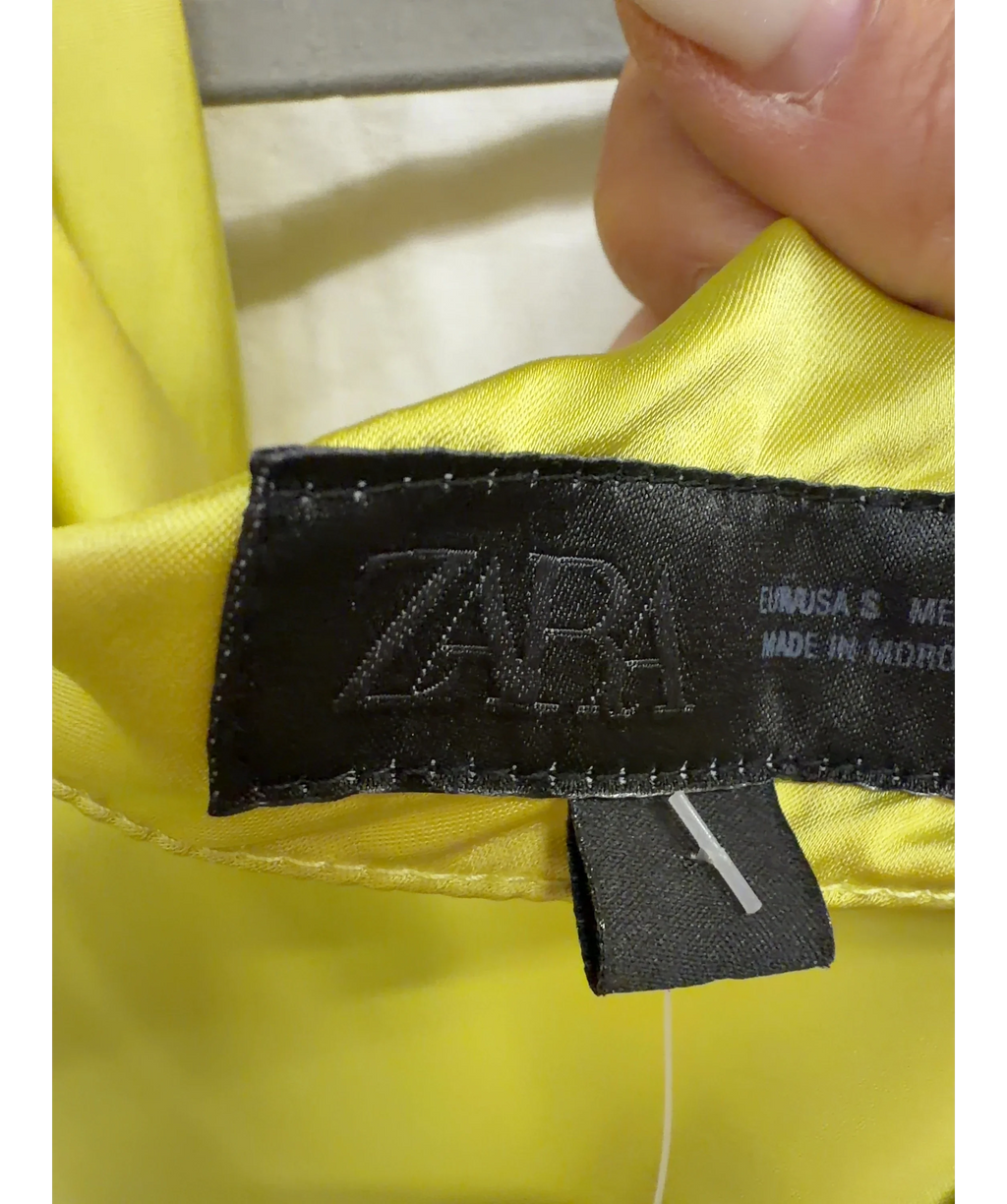 ZARA green cowl-neck midi slip dress, size UK S — detail