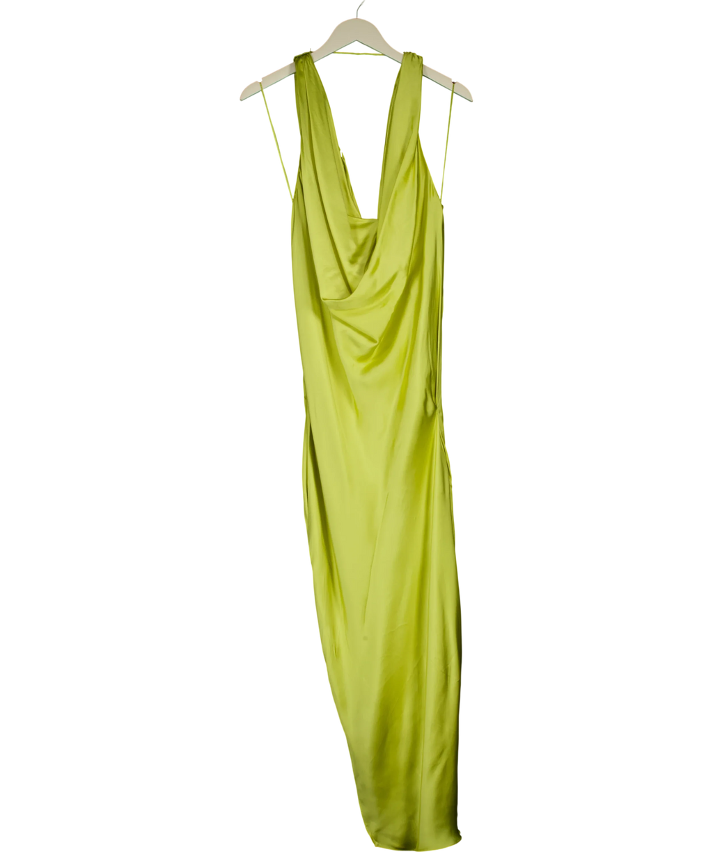 ZARA green cowl-neck midi slip dress, size UK S — front