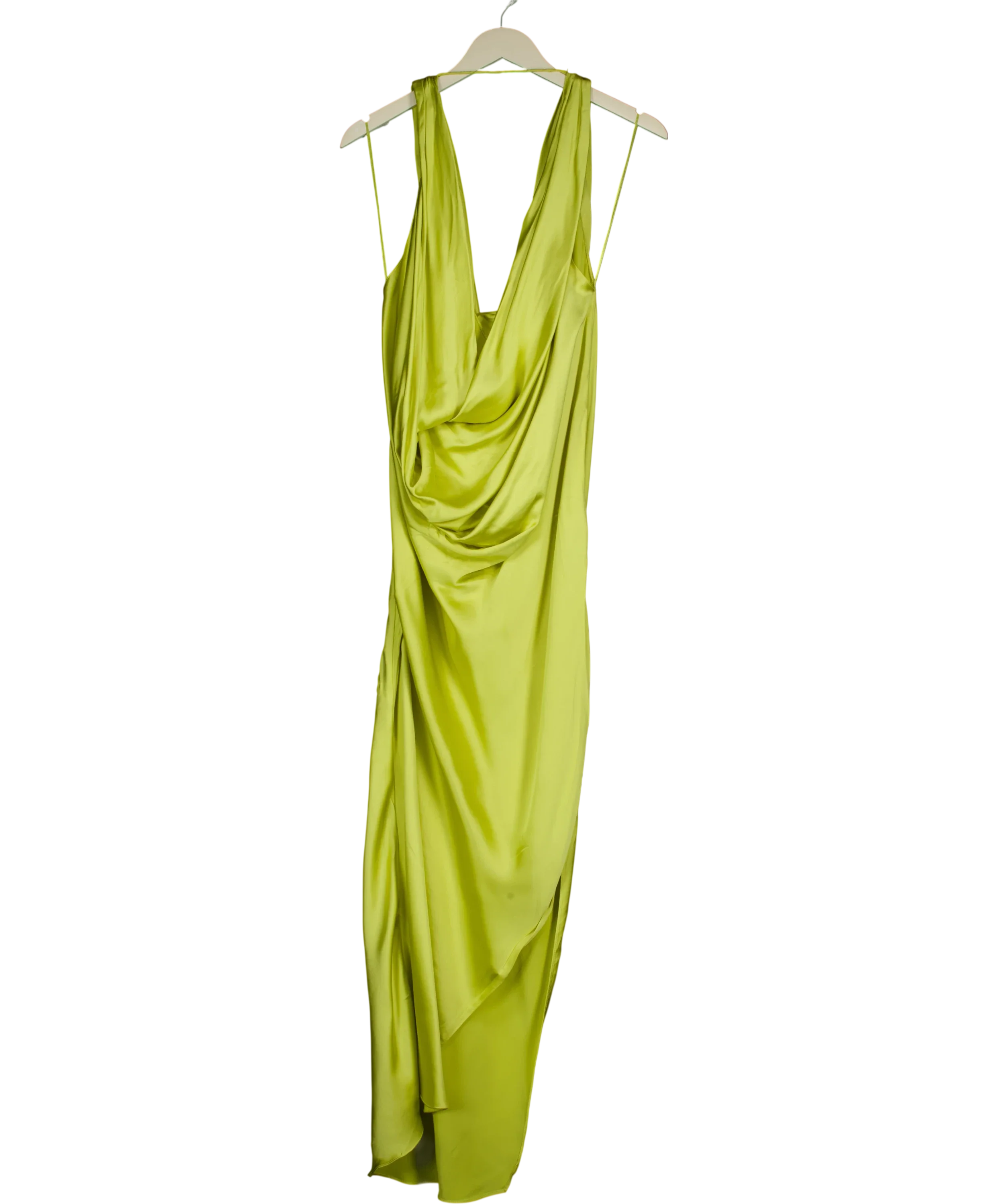 ZARA green cowl-neck midi slip dress, size UK S — back