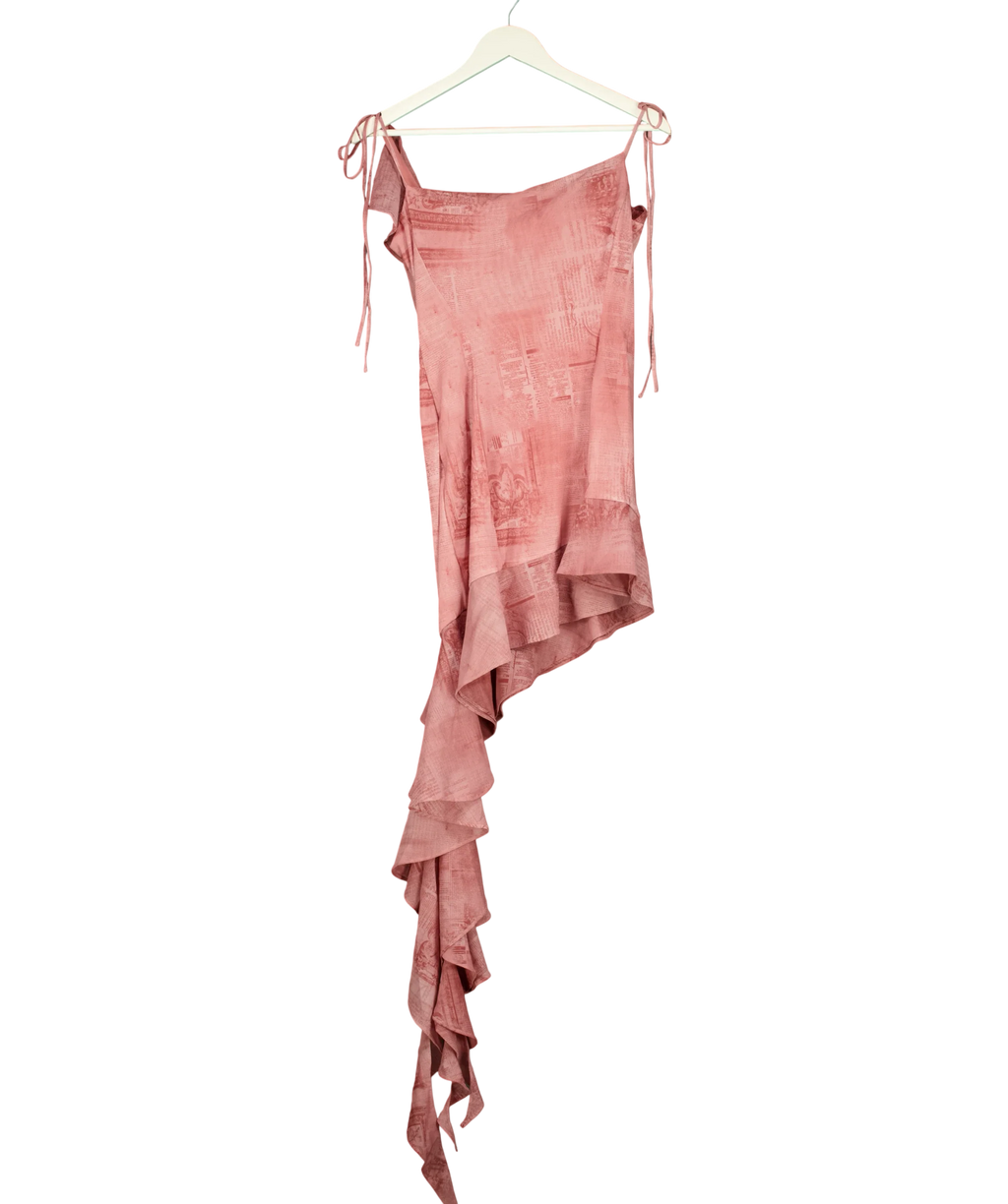 House of CB Pink Lyrah Ruffle-Trim Mini Dress, size UK S — back