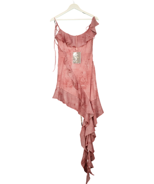 House of CB Lyrah Pink Print Ruffle Mini Dress UK S