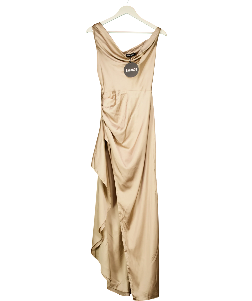 Babyboo Beige Juliene Satin Corset Maxi Dress Champagne beige, size UK S — front