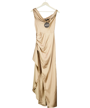 Babyboo Juliene Satin Corset Maxi Dress Champagne Beige UK S