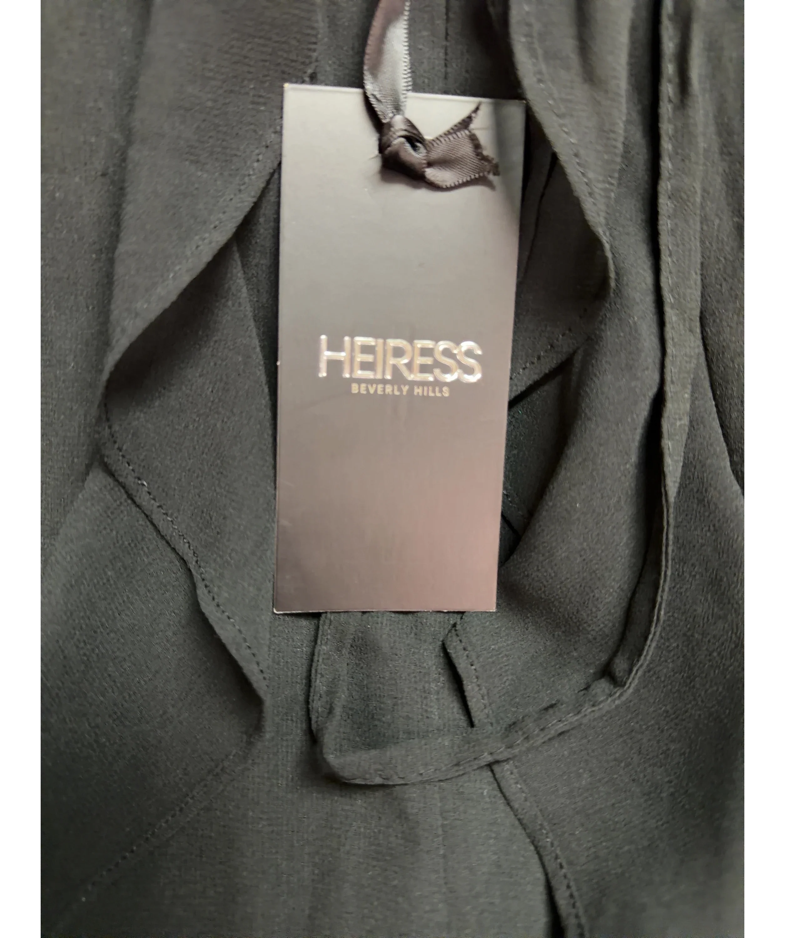 HEIRESS BEVERLY HILLS Black Black Ruffle Long Sleeve Maxi Dress, size UK S — detail