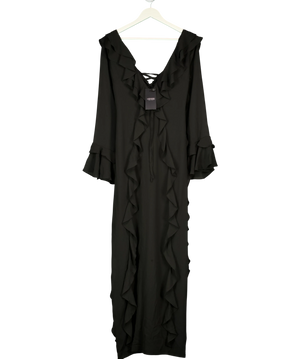 Heiress Beverly Hills Black Ruffle Long Sleeve Maxi Dress UK S