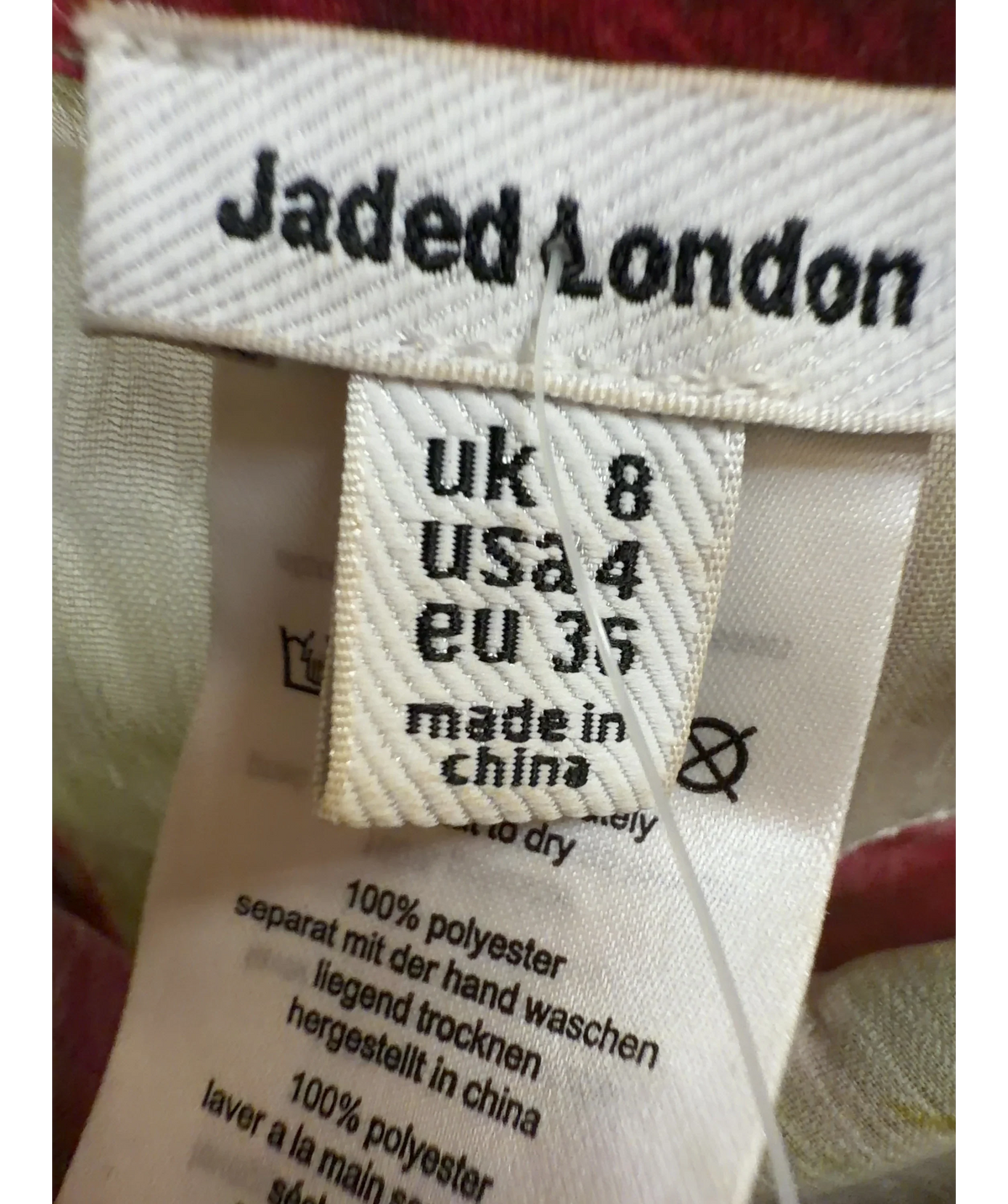 Jaded London Multicoloured Dahlia Hand-Beaded Backless Chiffon Maxi/Midi Dress, size UK 8 — detail
