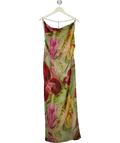 Jaded London Multicoloured Dahlia Hand-Beaded Backless Chiffon Maxi/Midi Dress, size UK 8 — front