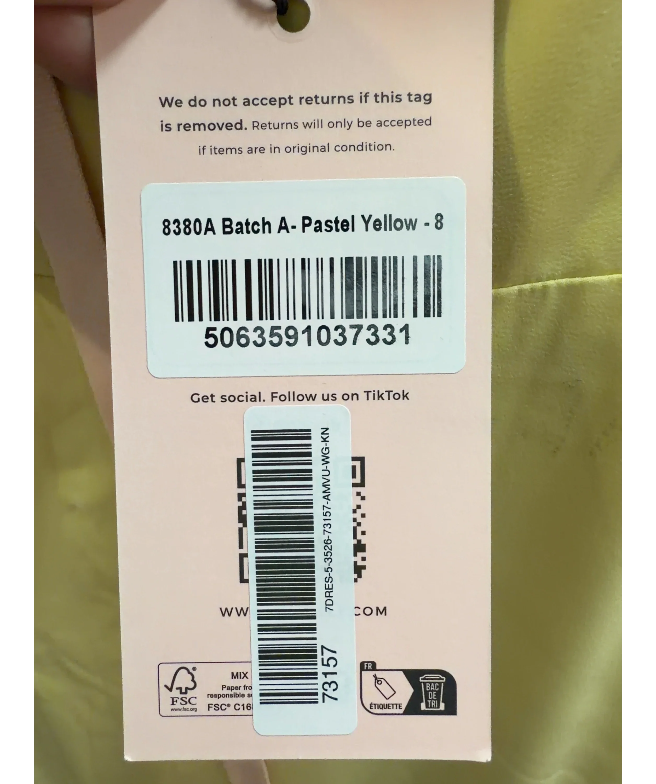 OH POLLY Yellow Colour, size UK 8 — care label