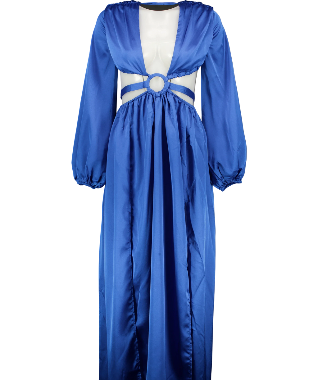 Hello Molly Blue Fashion Girlie Maxi Dress, size UK 6 — front