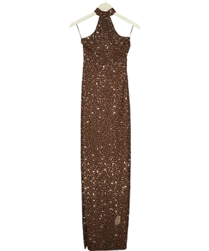 OH POLLY  Soraya Embellished Halterneck Maxi Dress UK 8