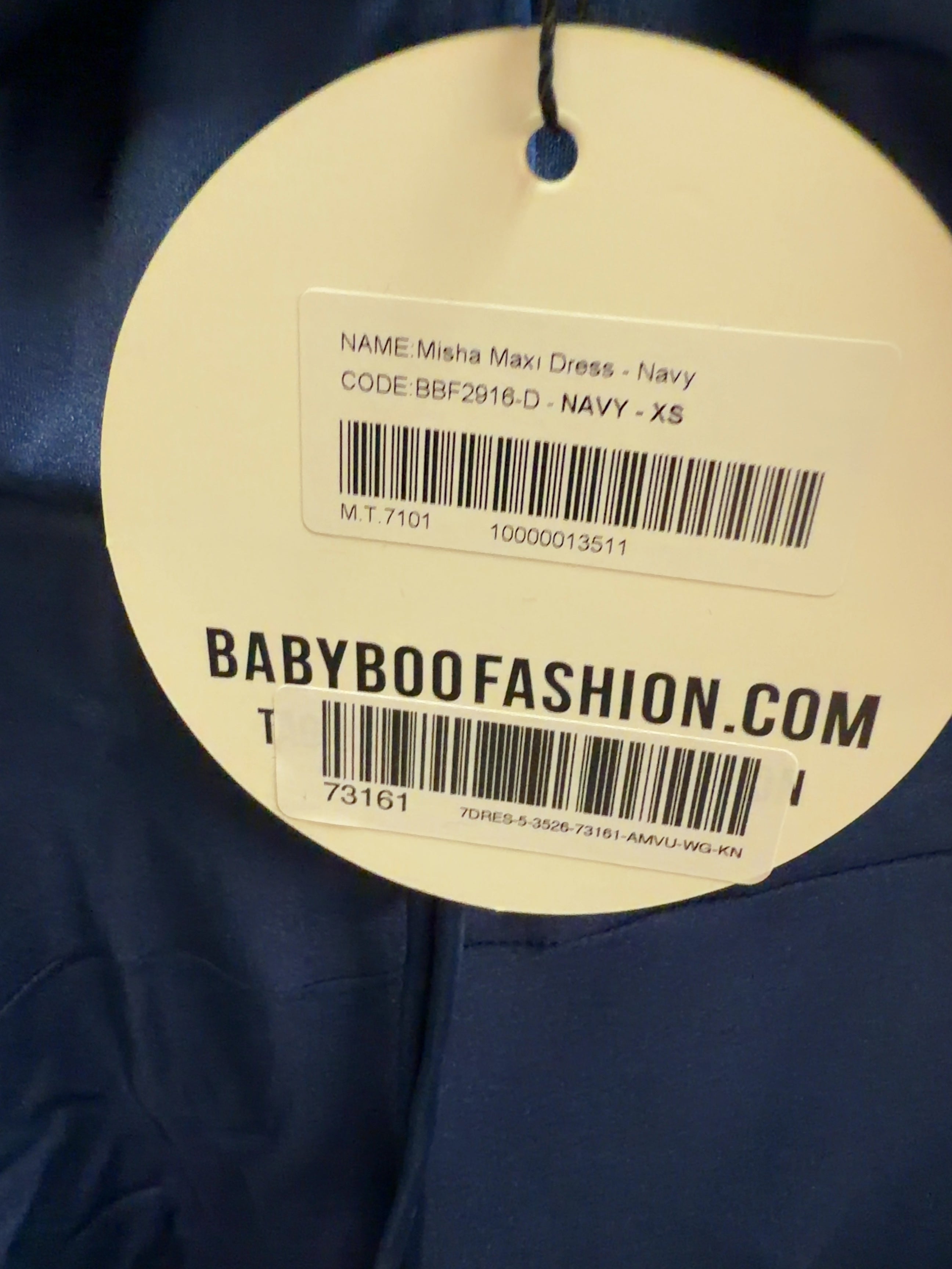 Babyboo Blue Misha Maxi Dress, size UK XS — label