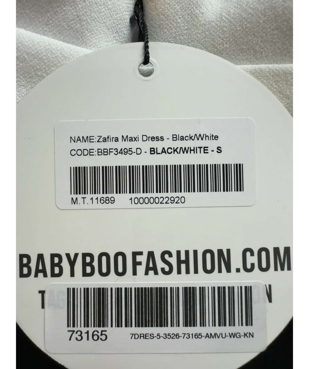 Babyboo Black Zafira Maxi Dress, size UK S — label