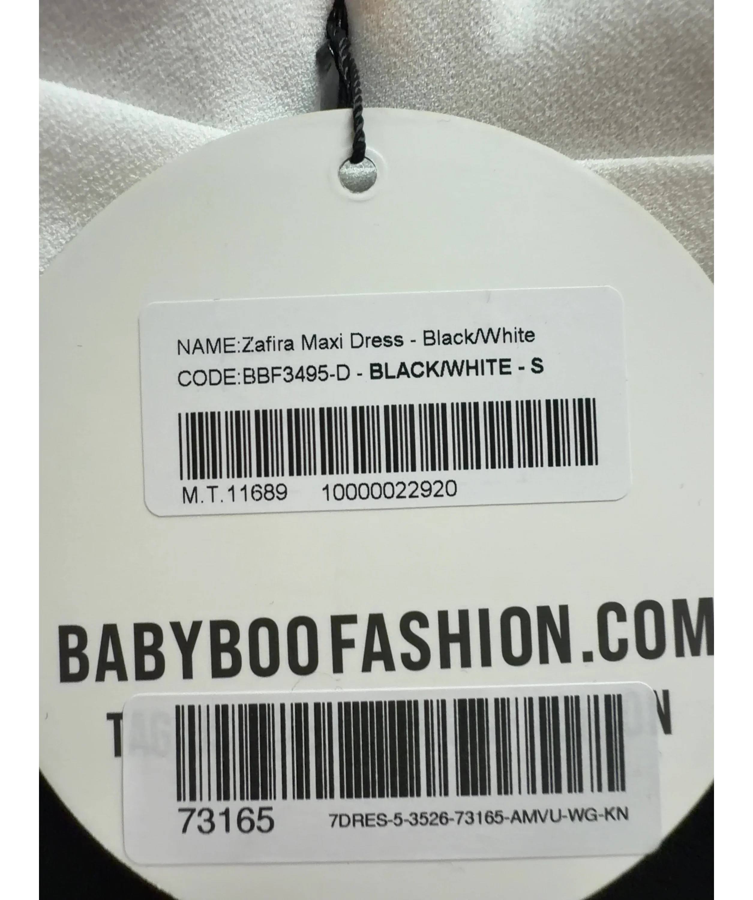 Babyboo Black Zafira Maxi Dress, size UK S — care label