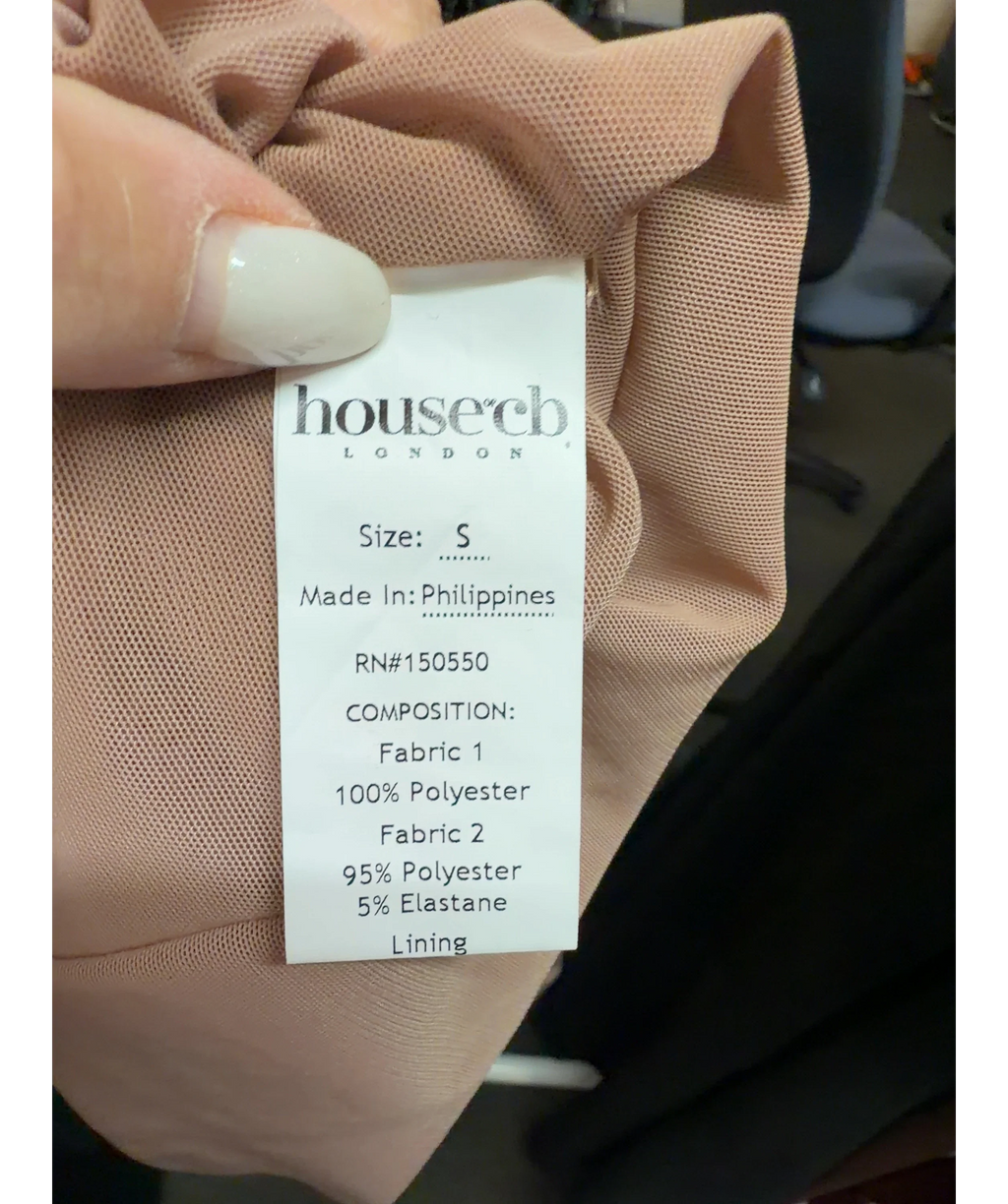 House of CB Black Tiff, size UK S — label