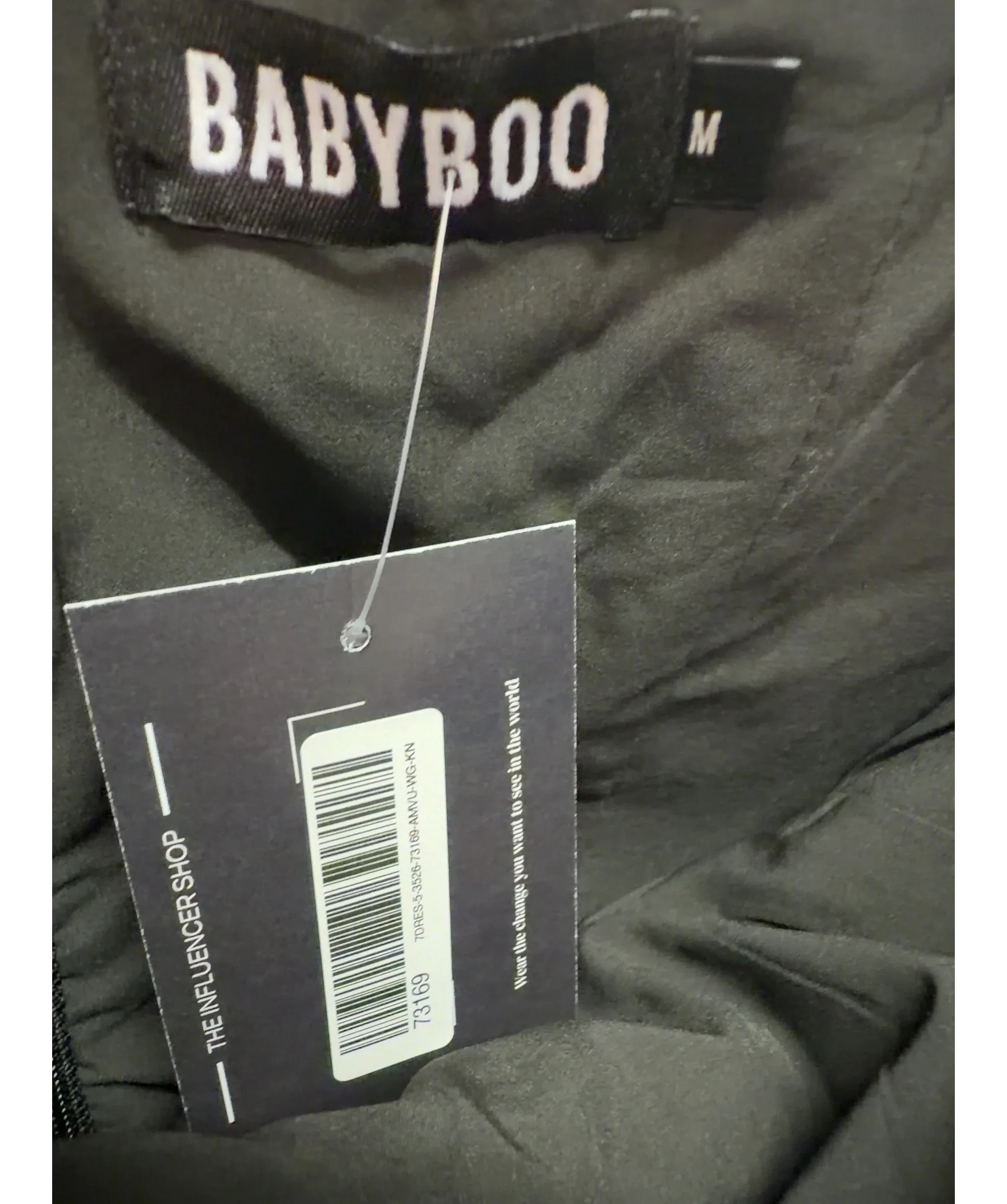 Babyboo Black Sabine Mini Dress, size UK M — detail