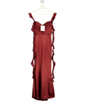 Hello Molly burgundy Romance High Satin Maxi Dress, size UK S — front