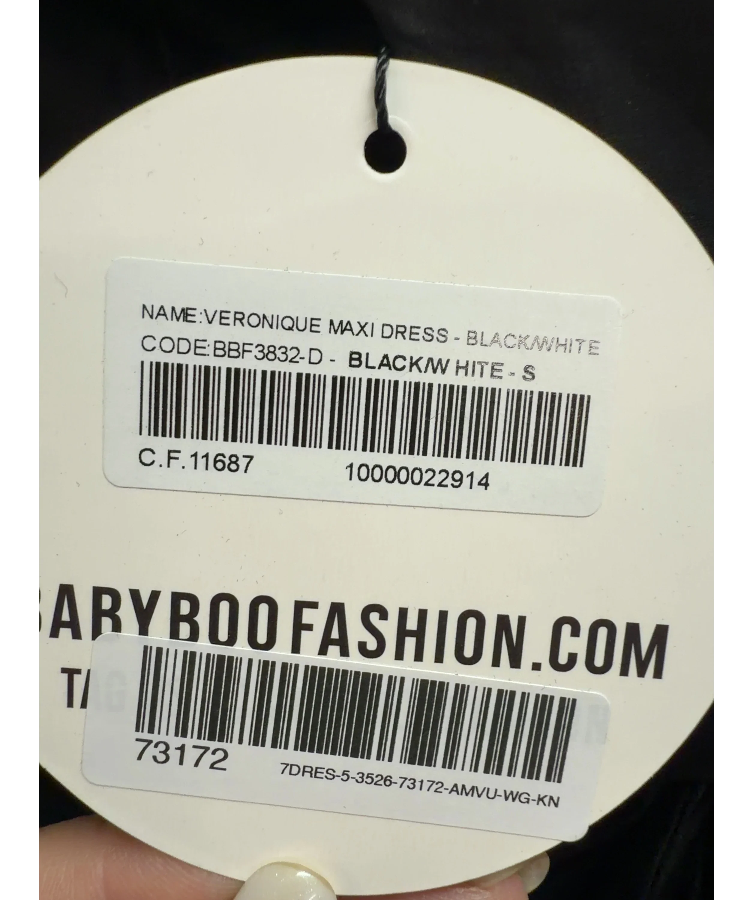 Babyboo Black Veronique Maxi Dress, size UK S — label
