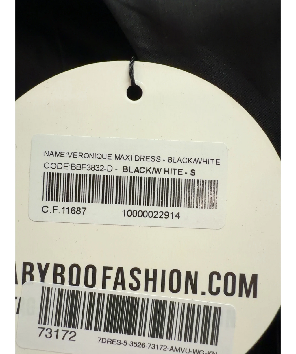 Babyboo Black Veronique Maxi Dress, size UK S — care label