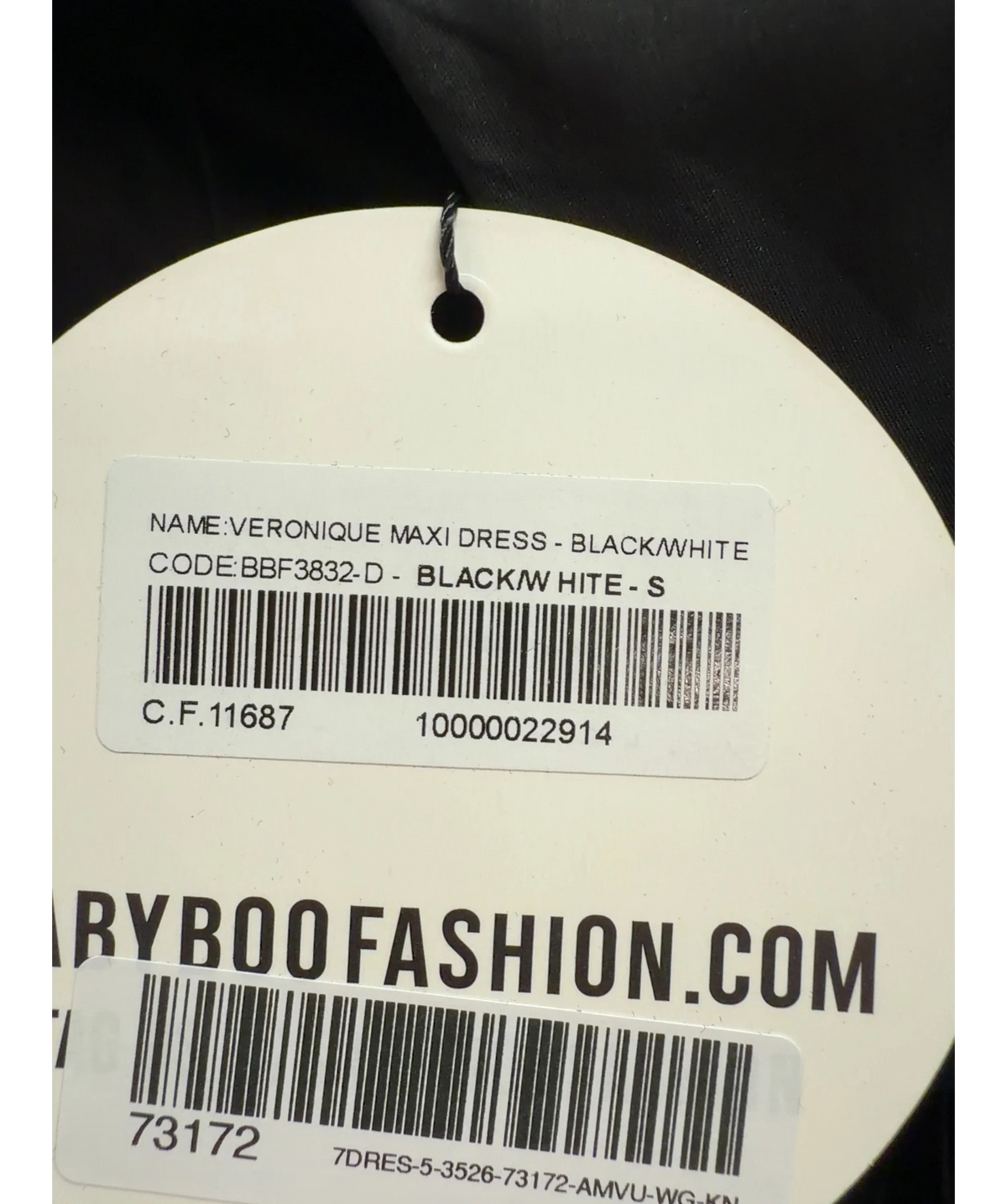 Babyboo Black Veronique Maxi Dress, size UK S — care label