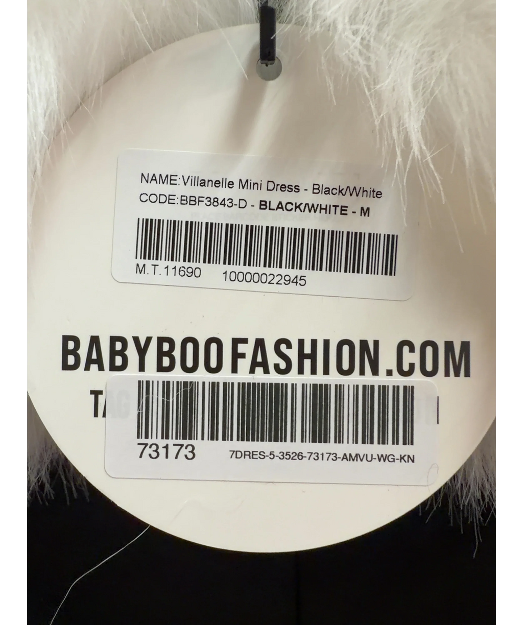 Babyboo Black Villanelle Mini Dress, size UK M — care label