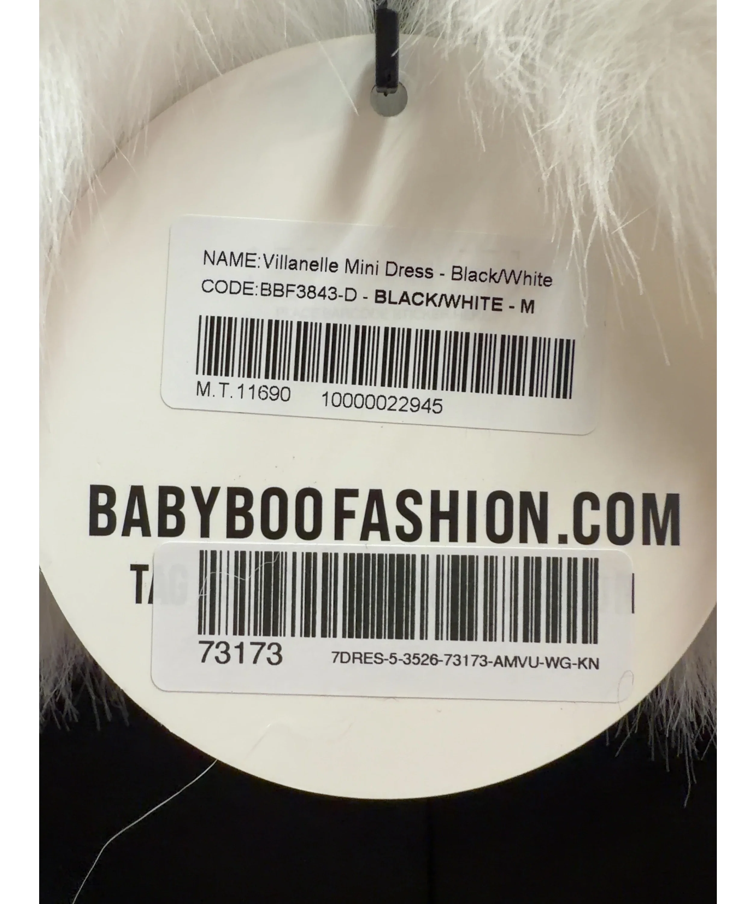 Babyboo Black Villanelle Mini Dress, size UK M — care label