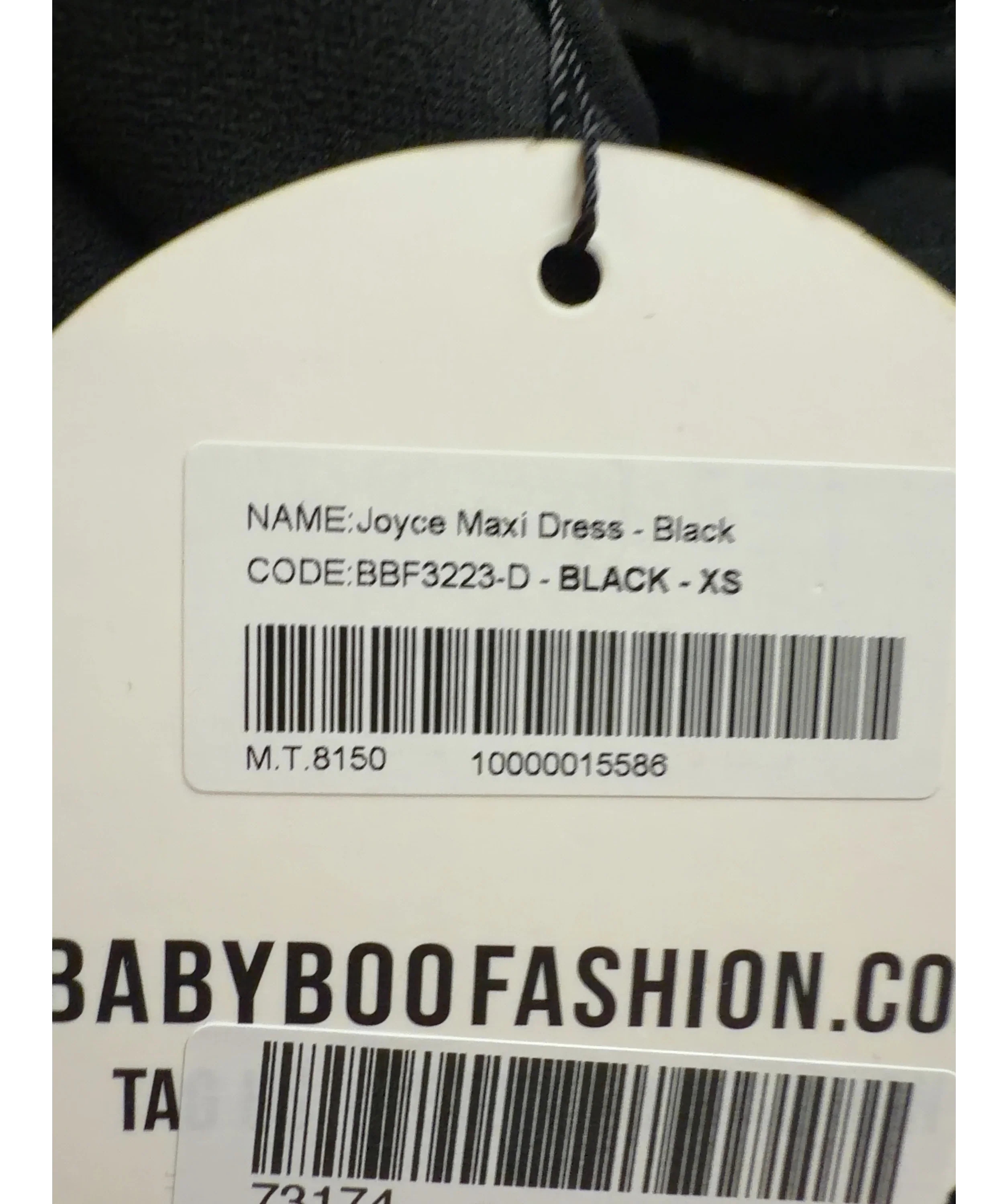 Babyboo Black Joyce Maxi Dress, size UK XS — care label