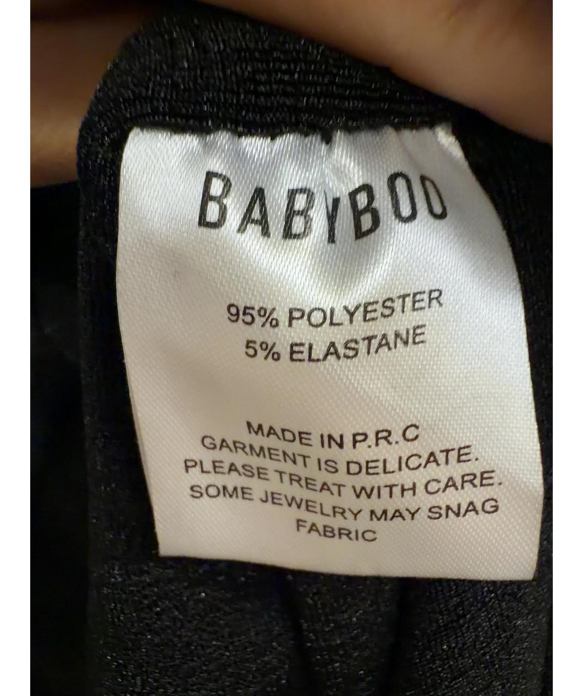 Babyboo Black Colour, size UK S — label