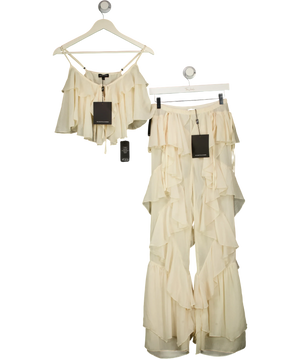 Noughts & Kisses  Sabina & Celia Cream Ruffle Cami and Trouser Co-ord SeUK S