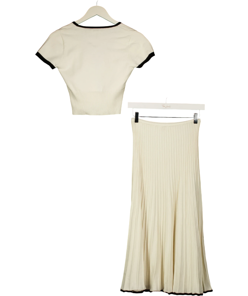 Meshki Cream Jolene Contrast Knit Top and Midi Skirt Set, size UK S — back
