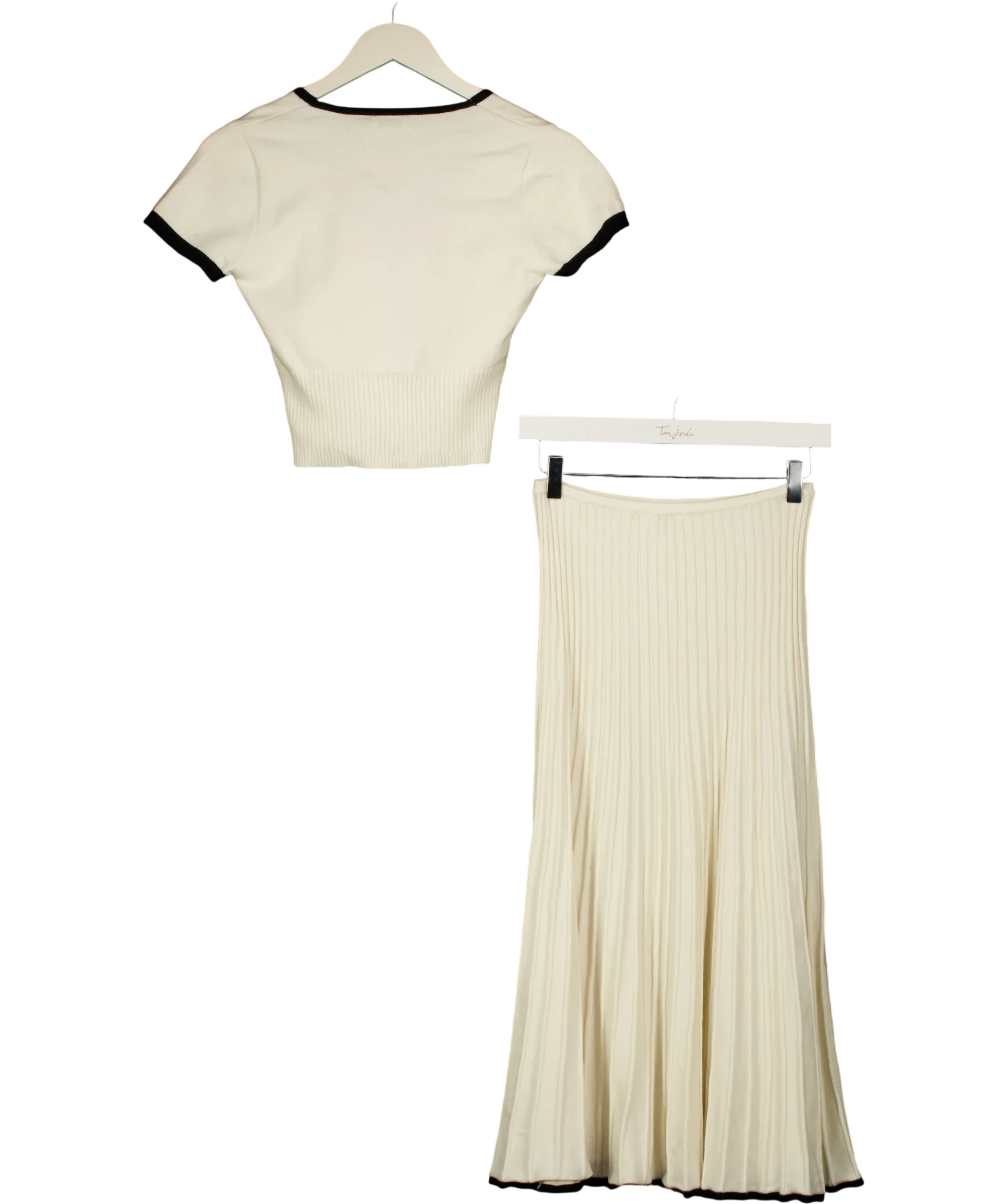 Meshki Cream Jolene Contrast Knit Top and Midi Skirt Set, size UK S — back